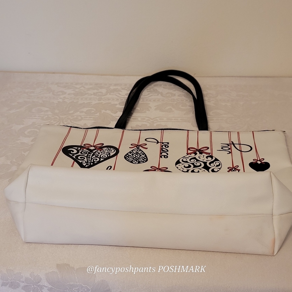 BRIGHTON holiday love notes tote bag purse w/logo heart zipper pull black red - Picture 7 of 17